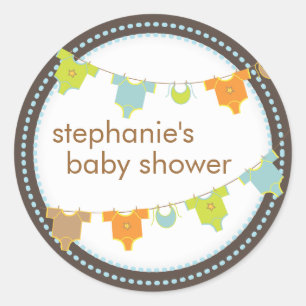 Sticker Rond Vêtements pour bébés doux Lien Boy Baby shower 