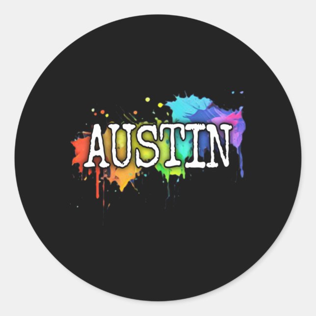 Sticker Rond Vêtements pour la ville d'Austin, capitale de l'Ét (Devant)
