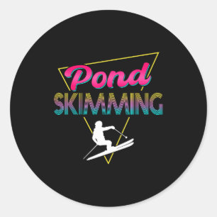 Sticker Rond vêtements rétro des années 80 pour dévaler l'étang