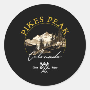 Sticker Rond Vêtements Rétro Vintage Pikes Peak - Souvenir Pike
