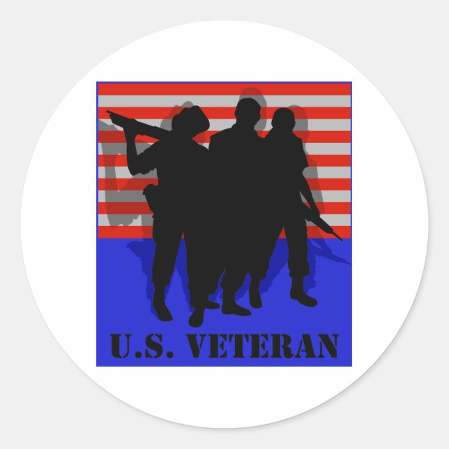 Sticker Rond vétéran américain (Devant)