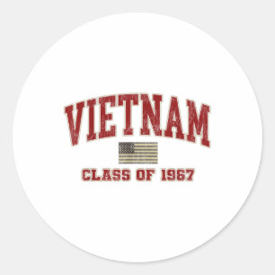 Sticker Rond Vétéran De Guerre Vietnam Chemise Militaire Cl De 