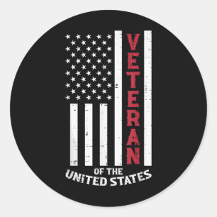 Sticker Rond Vétéran Des États-Unis Flag Memorial Day