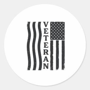 Sticker Rond Vétéran Drapeau Américain Vintage Vector Design de