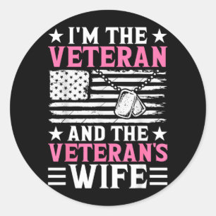 Sticker Rond Vétérane et épouse de vétéran Femme vétéran Maman