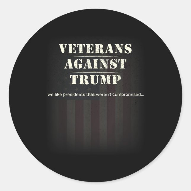 Sticker Rond Vétérans contre Trump - Manifestation (Devant)