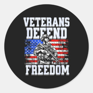 Sticker Rond Vétérans défendent la liberté de notre armée patri