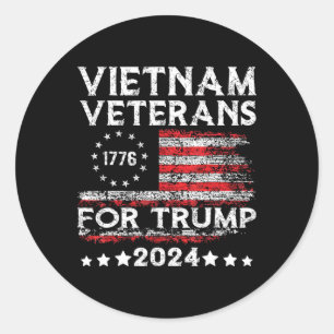 Sticker Rond Vétérans du Vietnam pour Trump 2025 Drapeau améric
