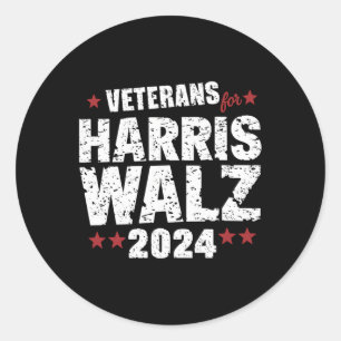 Sticker Rond Veterans For Harris Waltz 2024
