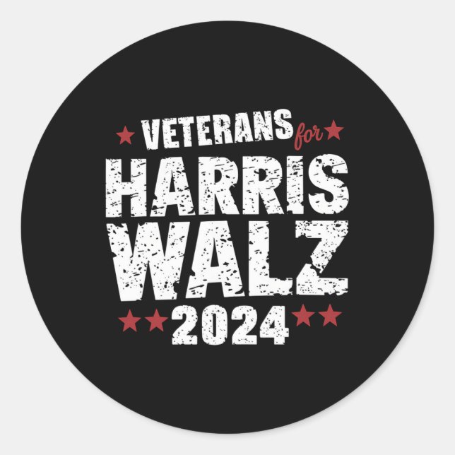 Sticker Rond Veterans For Harris Waltz 2024 (Devant)