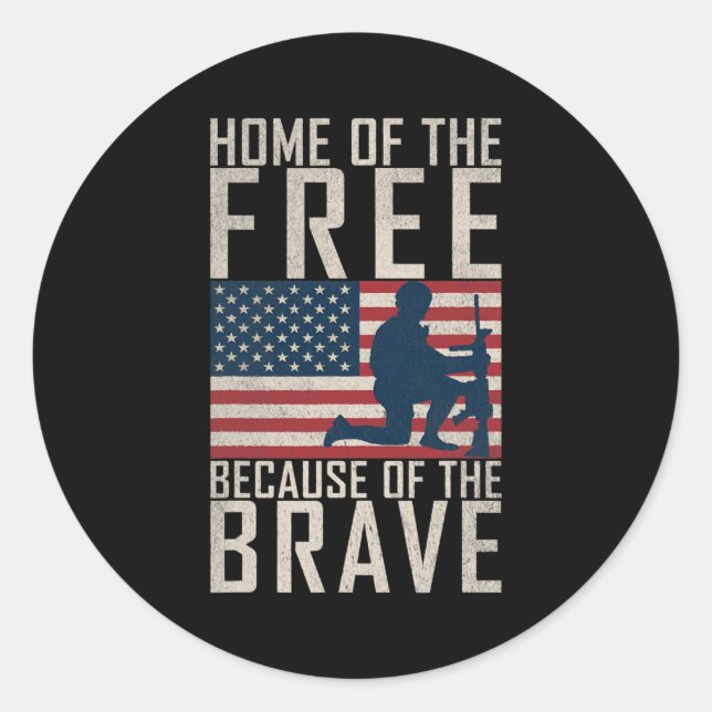 Sticker Rond Veterans Home Of The Free Because Of The Brave  (Devant)