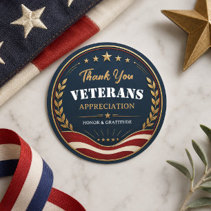 Sticker Rond Vétérans Merci Fête patriotique militaire