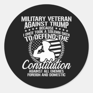 Sticker Rond Vétérans Militaires Contre Trump 2020 Élection Usa