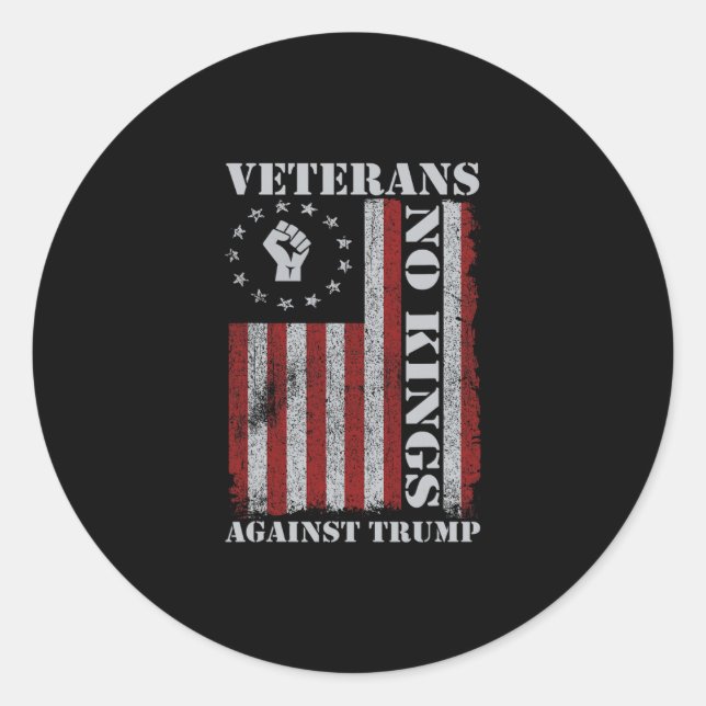 Sticker Rond Vétérans Militaires Protestent Drapeau États-Unis  (Devant)