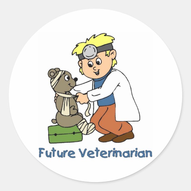 Sticker Rond Vétérinaire futur - Petit Garçon (Devant)