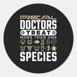 Sticker Rond Vétérinaire Les médecins réels traitent plus d'une