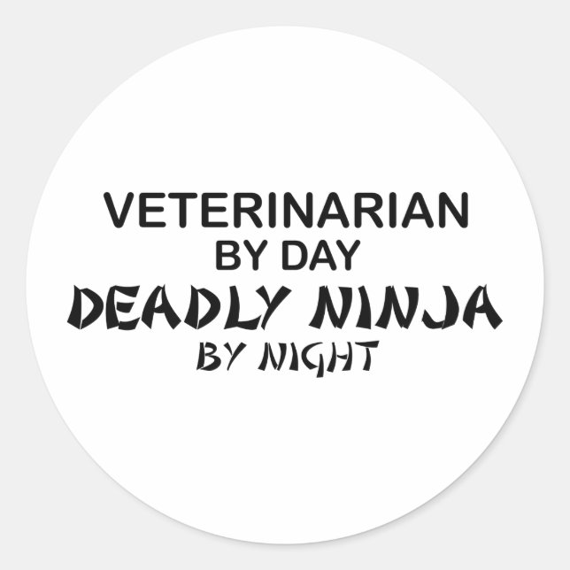 Sticker Rond Vétérinaire mort Ninja (Devant)