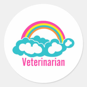 Sticker Rond Vétérinaire Rainbow Cloud