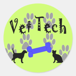 Sticker Rond Vétérinaire TECH avec l'os de chien