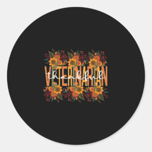 Sticker Rond Vétérinaire Thanksgiving médecin vétérinaire