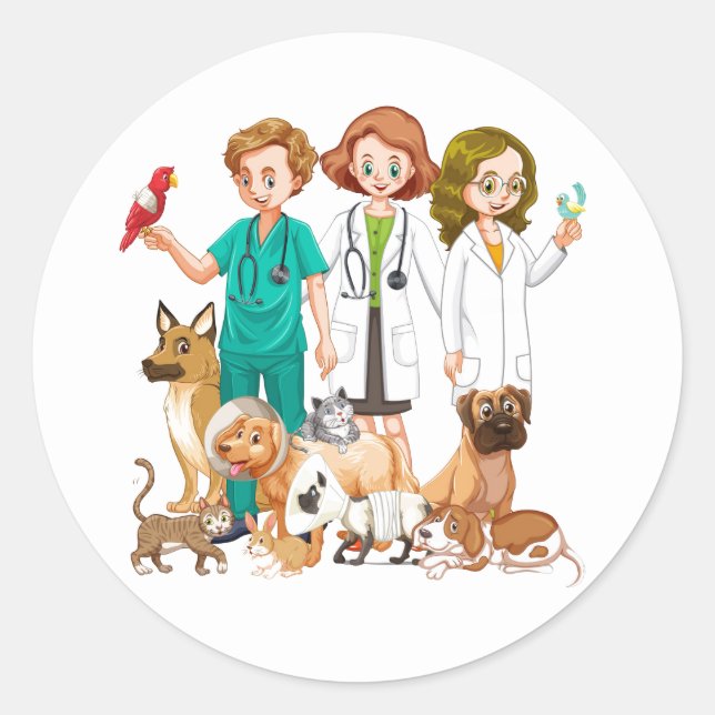 Sticker Rond Veterinarian People (Devant)