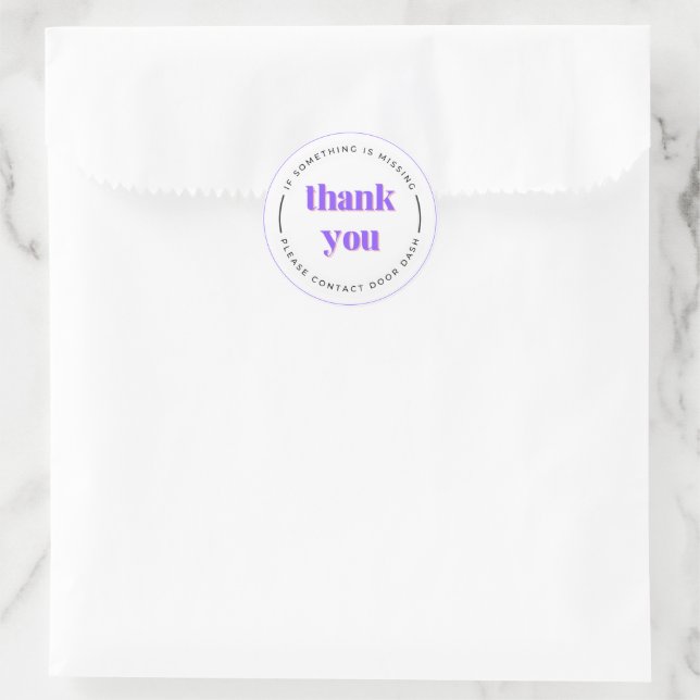 Sticker Rond Veuillez Contacter Door Dash Merci (Sac)