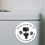 Sticker Rond Veuillez fermer la Toilette Funny pour chien d'enf<br><div class="desc">This design may be personalized in the area provided by changing the Phoand/or text. Or it can be customized by choosing the click to customize further option and delete or change the color of the background, add text, change the text color style, or delete the text for an image only...</div>