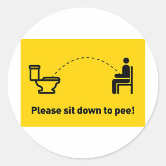 Sticker Rond Veuillez vous asseoir pour pisser
