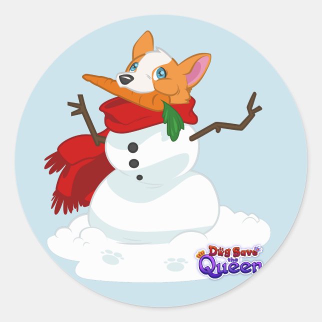 Sticker Rond Veux-tu construire un...Corgi ? Autocollants! (Devant)