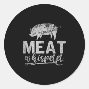 Sticker Rond Viande Whisperer Griller Viande Fumer Barbecue Fun