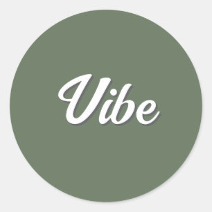 Sticker Rond Vibe Rétro Vert Olive Simple Cool