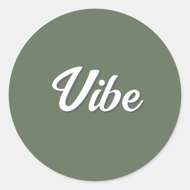 Sticker Rond Vibe Rétro Vert Olive Simple Cool (Devant)