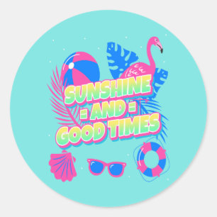 Sticker Rond Vibes amusantes tropicales d'été