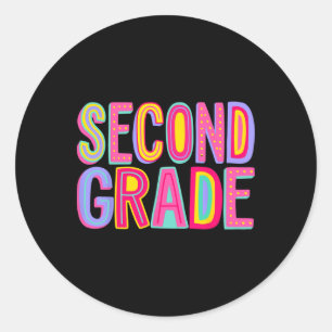 Sticker Rond Vibes Arc-en-ciel de 2e année Rétro Byck À l'école