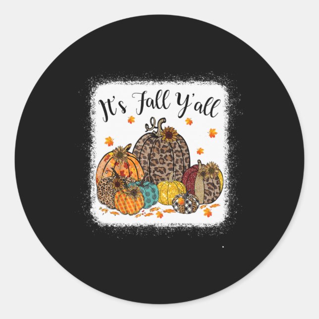 Sticker Rond Vibes automnales C'est automne Y'all Leopard Citro (Devant)