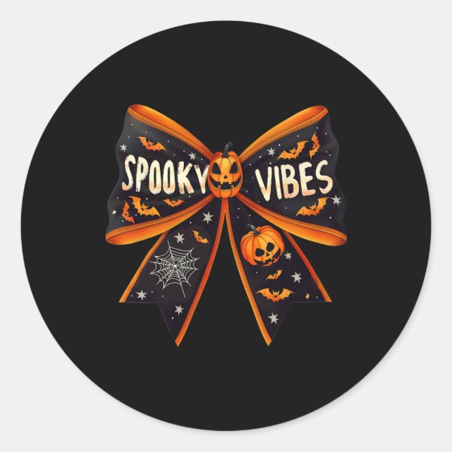 Sticker Rond Vibes Coquette Bow Halloween Super Femmes Filles K (Devant)