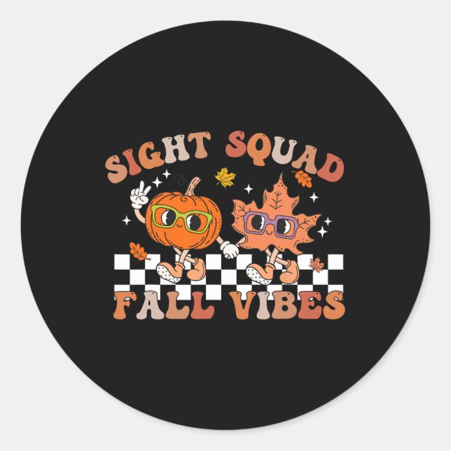 Sticker Rond Vibes d'automne de l'escadron de vision Citrouille (Devant)