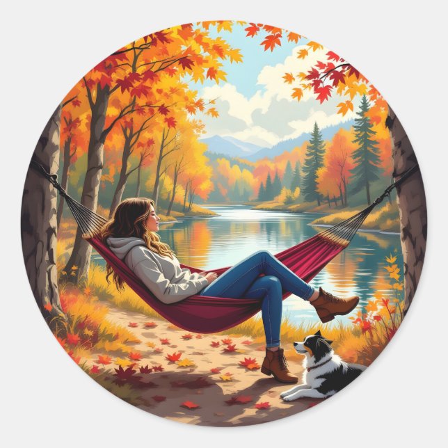 Sticker Rond Vibes d'automne et Bénédictions d'automne (Devant)