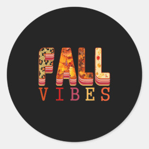 Sticker Rond Vibes d'automne Feuilles Météo de Pull Cozy