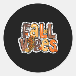 Sticker Rond Vibes d'automne Points dalmatiens Automne Citrouil