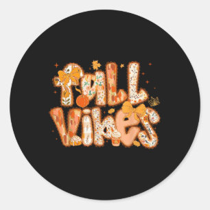 Sticker Rond Vibes d'automne Preppy Coquette Floral Brushstroke