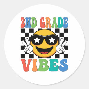 Sticker Rond Vibes de 2e année Professeur de deuxième année Gar
