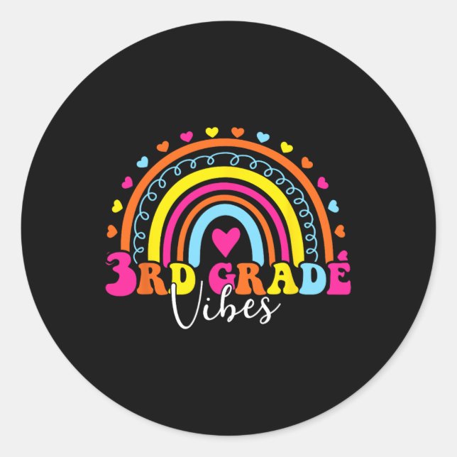Sticker Rond Vibes de 3e année Retour à l'école Rétro Thé de 5e (Devant)