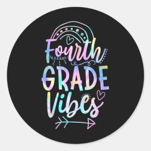 Sticker Rond Vibes De 4E Année À L'École Tie Dye Enseignants