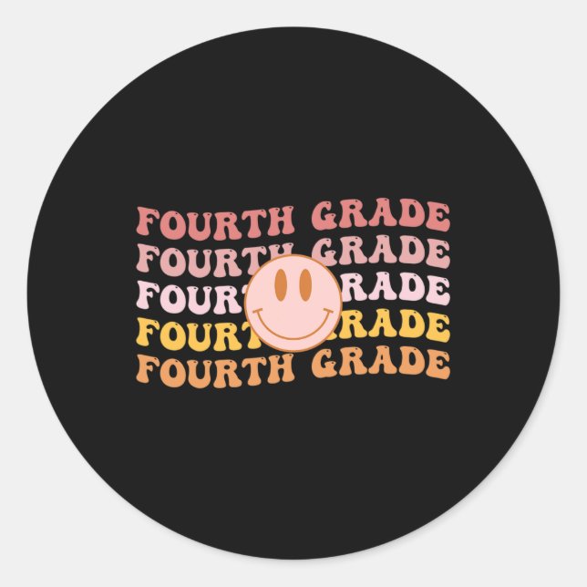 Sticker Rond Vibes de 4e année Équipe de 4e année 1er jour de l (Devant)