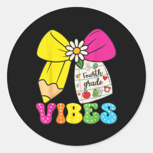 Sticker Rond Vibes de 4e année Retour à l'école Coquette Thé
