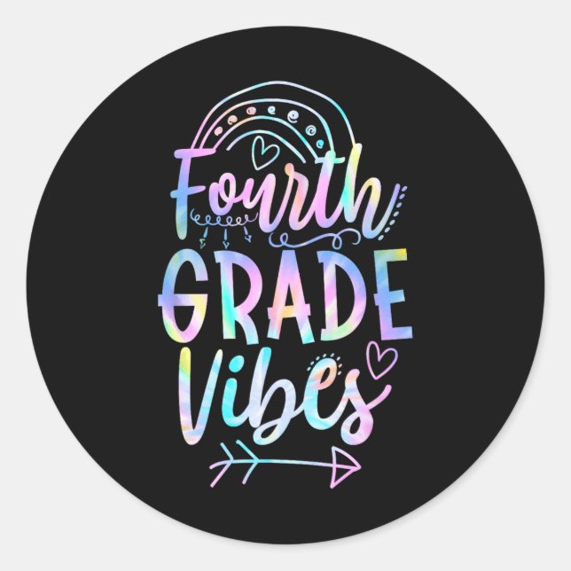 Sticker Rond Vibes De 4E Année Retour À L'École Teacheurs De Te (Devant)