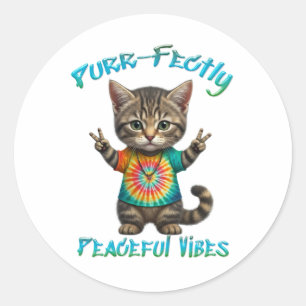 Sticker Rond Vibes de chaton bohème hippie paisible
