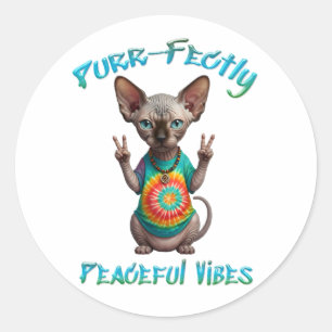 Sticker Rond Vibes de chaton bohème hippie paisible