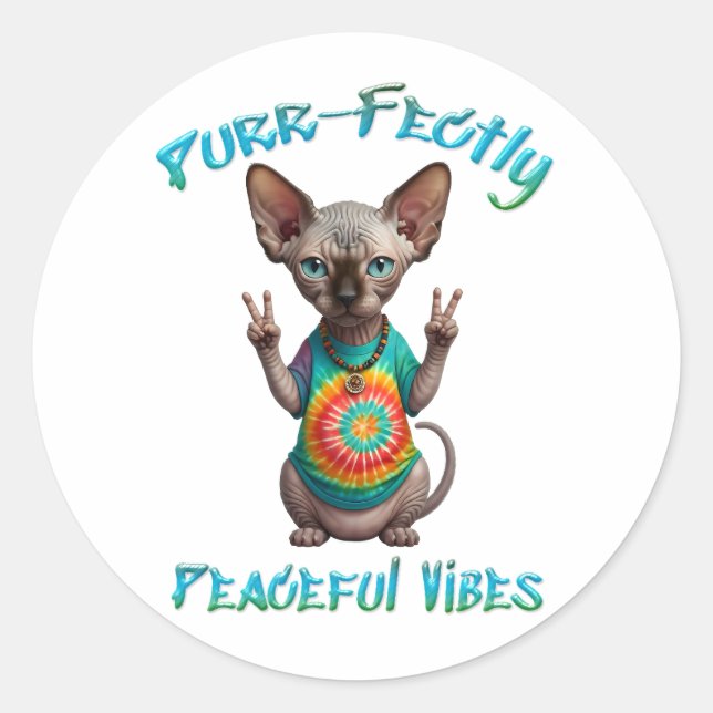 Sticker Rond Vibes de chaton bohème hippie paisible  (Devant)